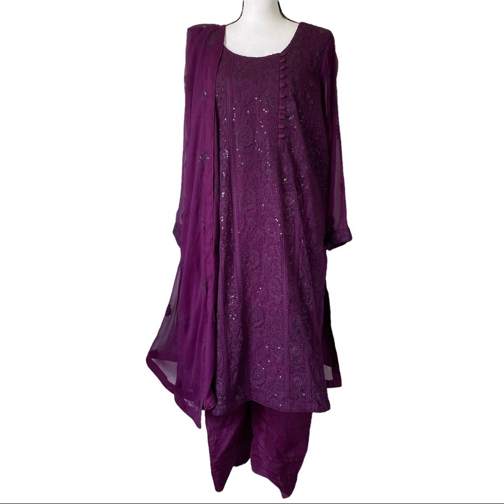 Womenâs Shalwar Kameez Pantsuit 3 Pc Tunic, Pant, Dupatta